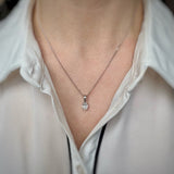 9ct White Gold Oval Lab Grown Diamond Pendant 0.75ct 17" Chain