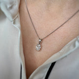 9ct White Gold Oval Lab Grown Diamond Pendant 0.75ct 17" Chain