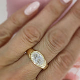 9ct Gold Certified Oval Lab Diamond Solitaire Ring in a Sideways Setting.