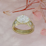 9ct Gold Certified Oval Lab Grown Diamond Solitaire Ring with Pave Set Shoulders.