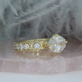 9ct Gold Certified Oval Lab Grown Diamond Solitaire Ring with Pave Set Shoulders.