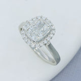 Platinum Certified Cushion Cut Lab Grown Diamond Halo Ring 2.32ct D VVs2