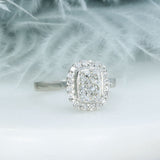 Platinum Certified Cushion Cut Lab Grown Diamond Halo Ring 2.32ct D VVs2