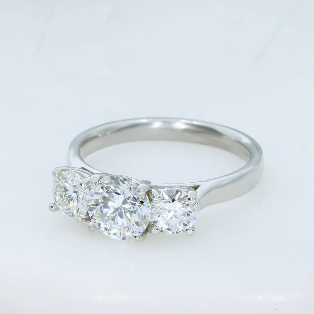 9ct Gold Certified Round Brilliant Cut Lab Grown Diamond 3 Stone Ring Total 2.07ct