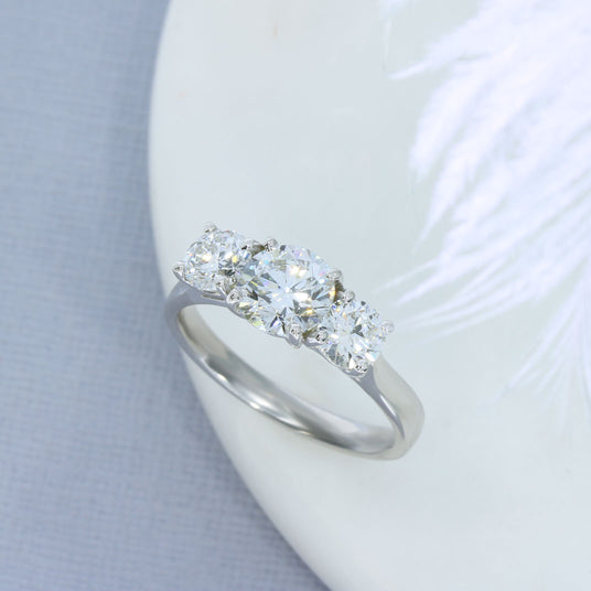 9ct Gold Certified Round Brilliant Cut Lab Grown Diamond 3 Stone Ring Total 2.07ct