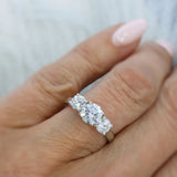 9ct Gold Certified Round Brilliant Cut Lab Grown Diamond 3 Stone Ring Total 2.07ct