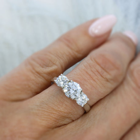 9ct Gold Certified Round Brilliant Cut Lab Grown Diamond 3 Stone Ring Total 2.07ct