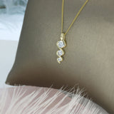 9ct Yellow Gold Lab Grown 3 Stone Diamond Drop Pendant 0.47ct on 20" 9ct Chain