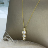 9ct Yellow Gold Lab Grown 3 Stone Diamond Drop Pendant 0.47ct on 20" 9ct Chain