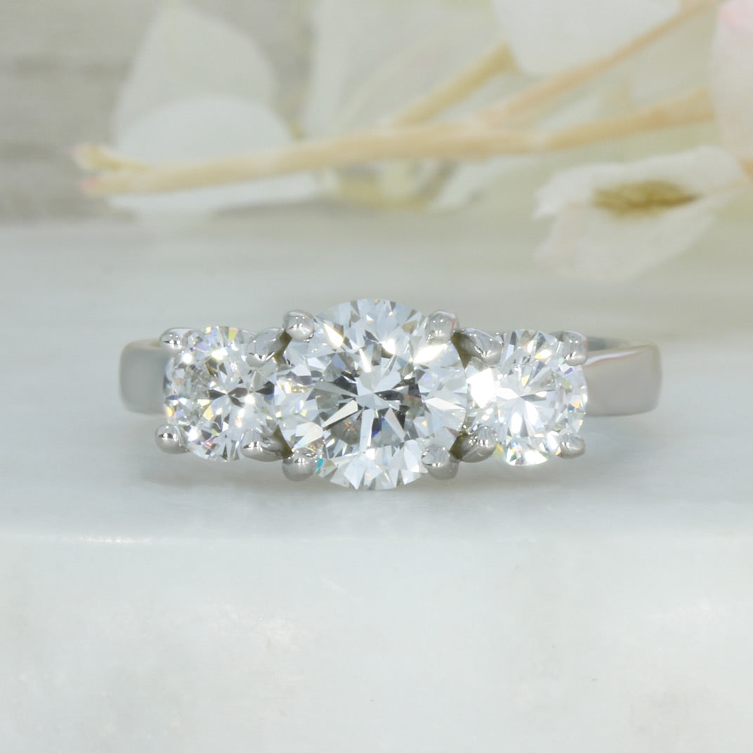 9ct White Gold 3 Stone Certified Laboratory Grown Diamond Ring 2.02ct