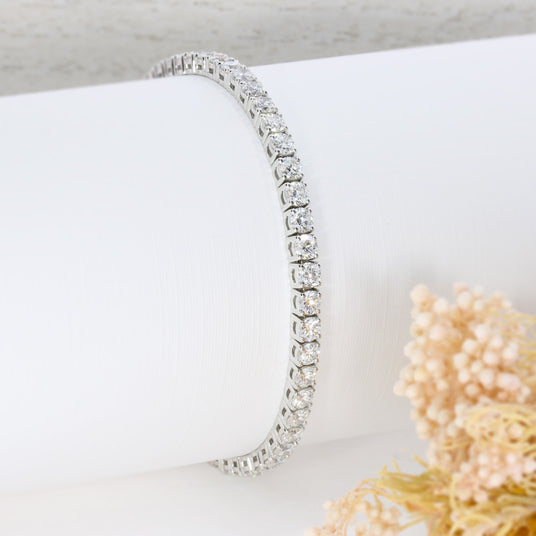 Platinum Lab Grown Diamond Claw Set Line Bracelet 6ct