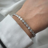 9ct White Gold Rub Over Set Line Bracelet Lab Grown Diamonds 7ct