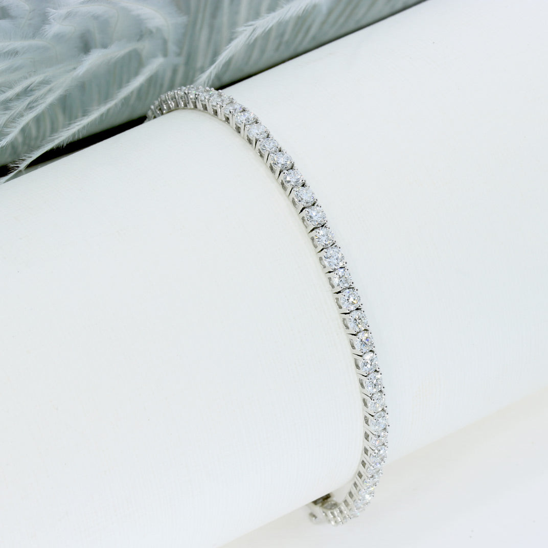 9ct White Gold Lab Grown Diamond Claw Set Line Bracelet 4.34ct