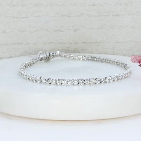 9ct White Gold Lab Grown Diamond Claw Set Line Bracelet 4.34ct