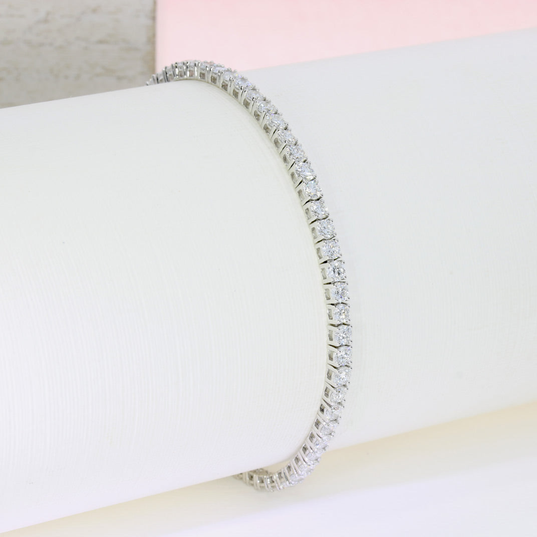 9ct White Gold Lab Grown Diamond Claw Set Line Bracelet 4.34ct