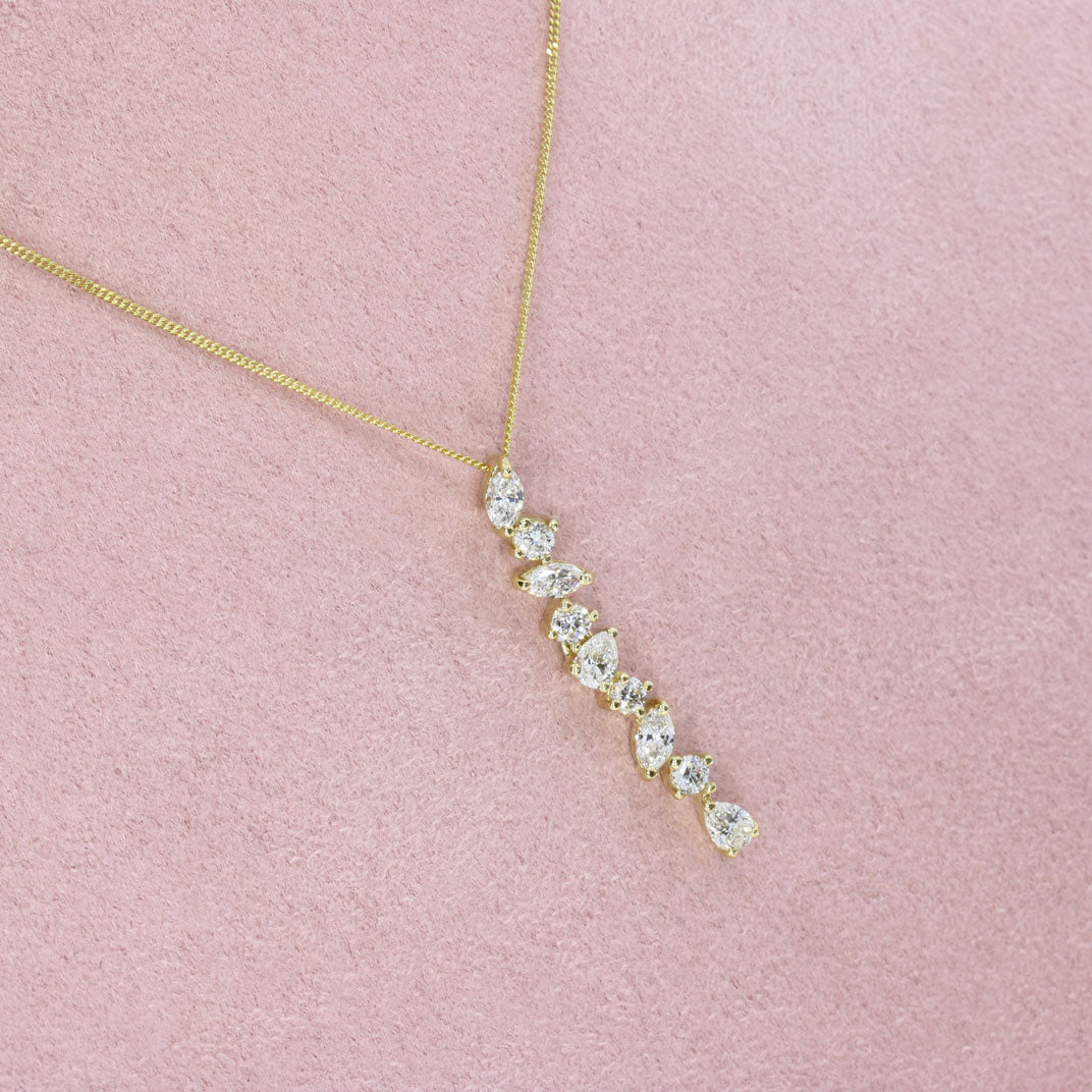 9ct Gold Lab Grown Diamond Fancy Drop Pendant 0.87ct on a 20inch 9ct Chain
