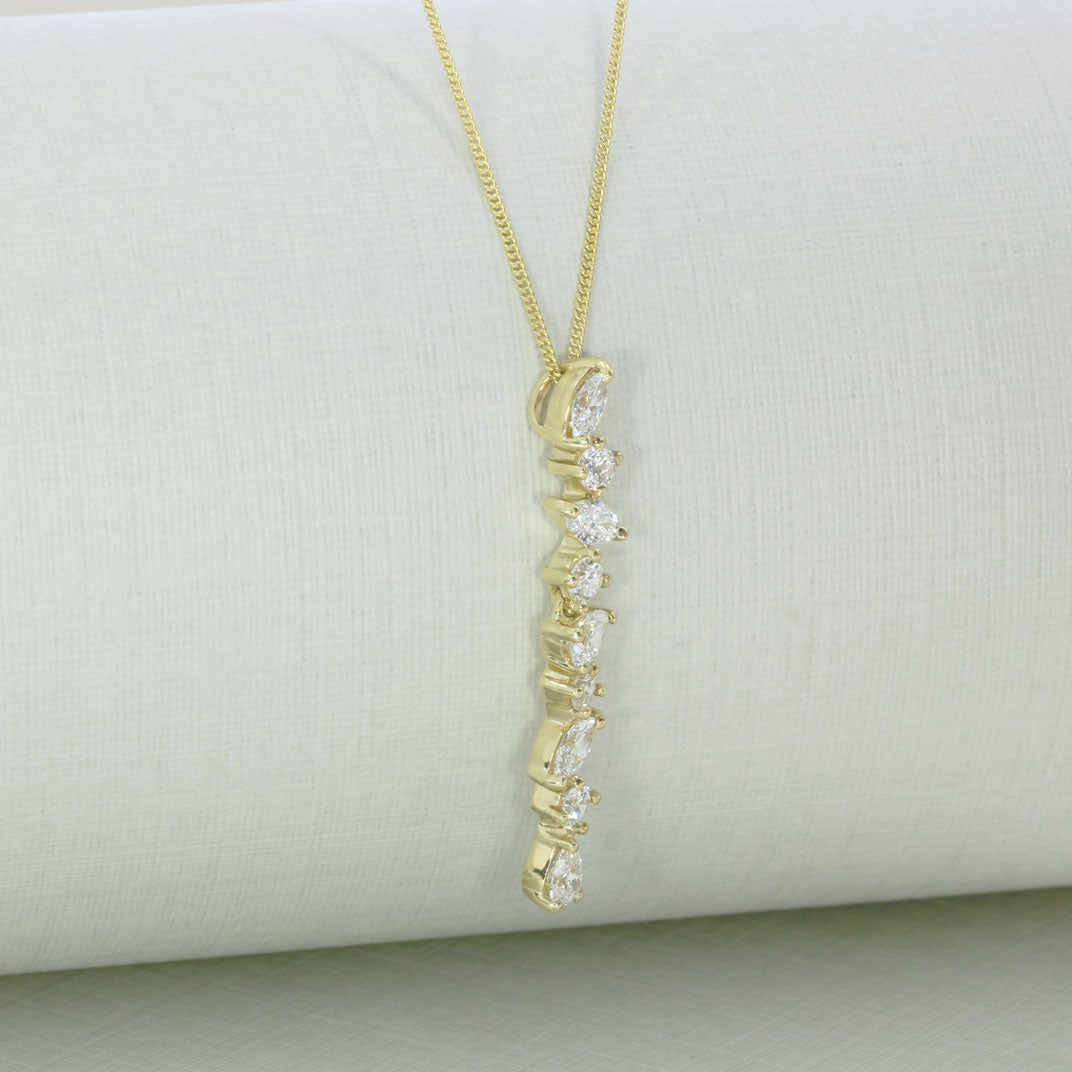 9ct Gold Lab Grown Diamond Fancy Drop Pendant 0.87ct on a 20inch 9ct Chain
