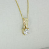 9ct Gold 4 Claw Set Lab Grown Diamond Single Stone Pendant 0.34ct On a 20inch Chain