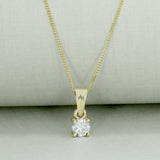 9ct Gold 4 Claw Set Lab Grown Diamond Single Stone Pendant 0.34ct On a 20inch Chain