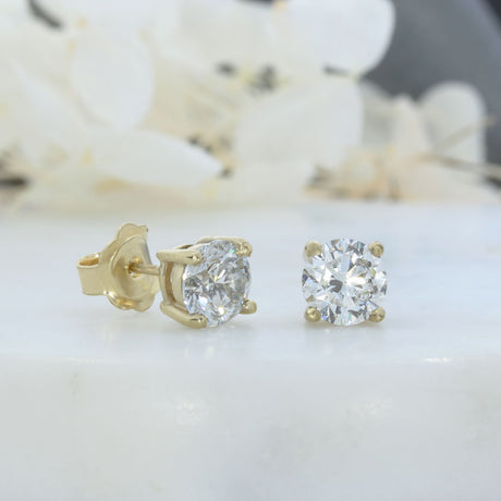 9ct Yellow Gold Lab Grown Diamond Stud Earrings 2.00ct