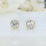 9ct Yellow Gold Rubover Set Lab Diamond Stud Earrings 0.35ct