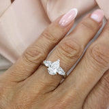 Platinum Certified Pear Shape Lab Grown Diamond Ring with Pear Shape Shoulders 2.35ct