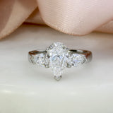 Platinum Certified Pear Shape Lab Grown Diamond Ring with Pear Shape Shoulders 2.35ct