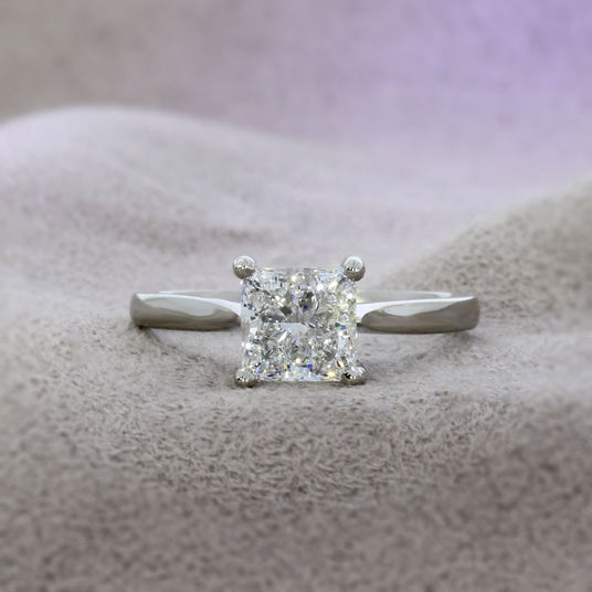 Platinum Certified Claw Set Princess Cut Laboratory Grown Diamond Solitaire Ring 1.50ct
