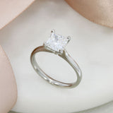 Platinum Certified Claw Set Princess Cut Laboratory Grown Diamond Solitaire Ring 1.50ct