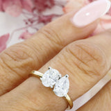9ct & Platinum Oval & Pear Shape Lab Grown Diamond 'Moi et Toi' Ring  Total Weight: 1.37ct
