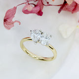 9ct & Platinum Oval & Pear Shape Lab Grown Diamond 'Moi et Toi' Ring  Total Weight: 1.37ct
