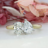 9ct & Platinum Oval & Pear Shape Lab Grown Diamond 'Moi et Toi' Ring  Total Weight: 1.37ct