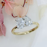 9ct Gold & Platinum Oval & Pear Shape Lab Grown Diamond 'Moi et Toi' Ring  1.76ct