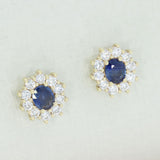 9ct Gold Sapphire & Lab Grown Diamond Cluster Earrings