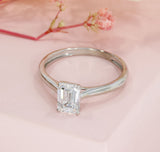 9ct Gold Claw Set Emerald Cut Lab Grown Diamond Solitaire Ring 1.00ct