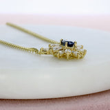 18ct Yellow Gold Pear Shape Sapphire & Diamond Cluster Necklace