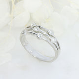 9ct Gold 3 Row Scatter Ring Bubble Ring with Lab Grown Diamonds 0.20ct