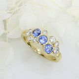9ct Gold Sapphire & Lab Grown Diamond Bubble Cluster Ring