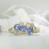 9ct Gold Sapphire & Lab Grown Diamond Bubble Cluster Ring
