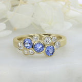 9ct Gold Sapphire & Lab Grown Diamond Bubble Cluster Ring