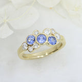 9ct Gold Sapphire & Lab Grown Diamond Bubble Cluster Ring