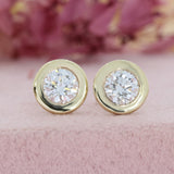9ct Yellow Gold Brilliant Cut Lab Grown Diamond Stud Earrings 1.00ct