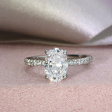 Platinum Certified Oval Lab Grown Diamond Solitaire Ring with Stone Set Shoulders