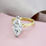 18ct Yellow & Platinum Certified Marquise Shape Lab Grown Diamond Ring 2.98ct D VS1