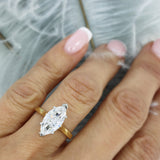 18ct Yellow & Platinum Certified Marquise Shape Lab Grown Diamond Ring 2.98ct D VS1