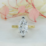 18ct Yellow & Platinum Certified Marquise Shape Lab Grown Diamond Ring 2.98ct D VS1