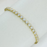 9ct Yellow Gold Round Lab Grown Diamond Rubover Set Line Bracelet 7.14ct
