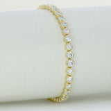 9ct Yellow Gold Round Lab Grown Diamond Rubover Set Line Bracelet 7.14ct