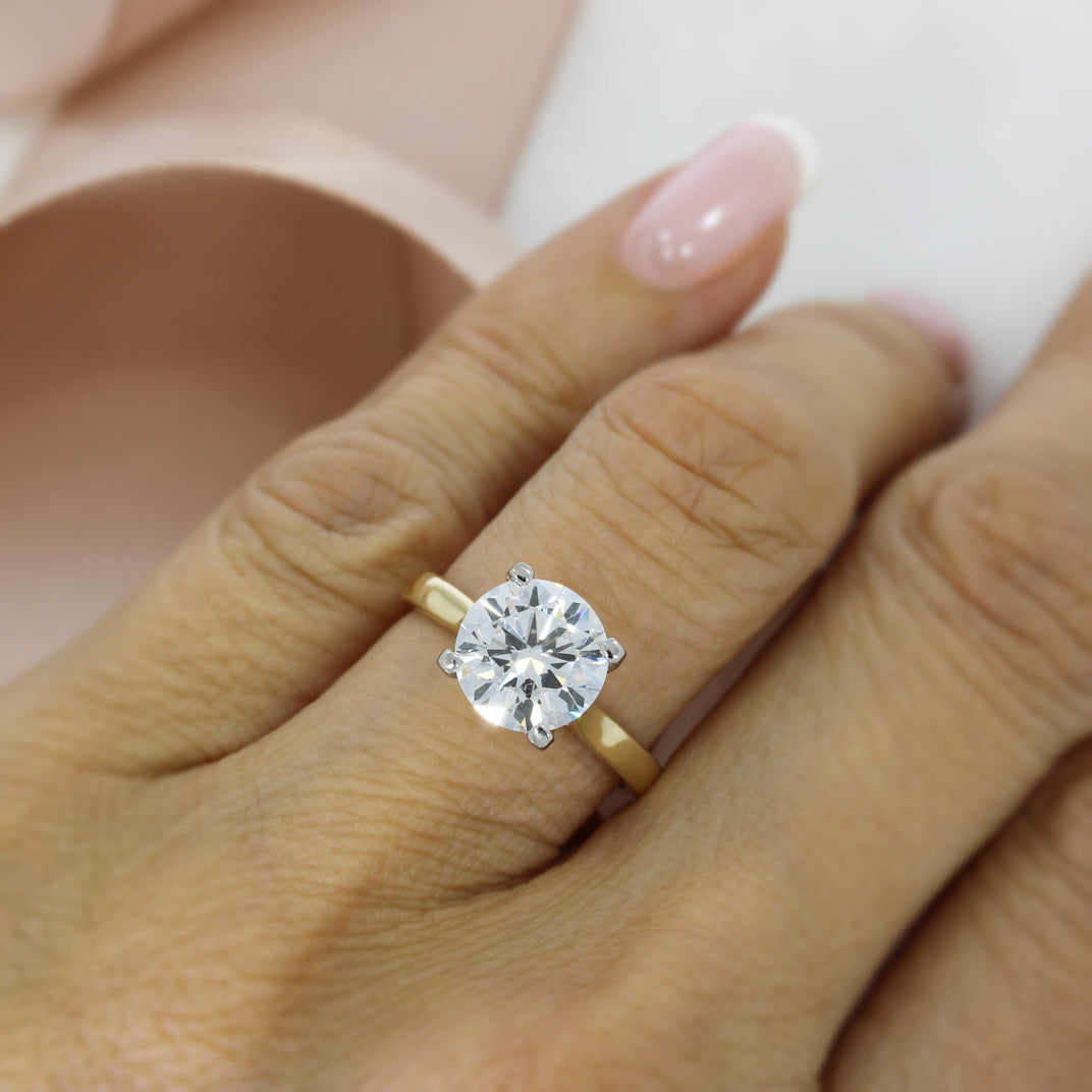 9ct Gold Certified Brilliant Cut Lab Grown Diamond Solitaire Ring 3.01ct D VS2