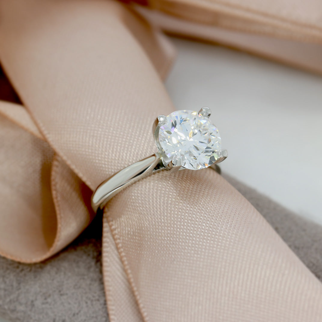Platinum Certified Brilliant Cut Lab Grown Diamond Solitaire Ring  3.03ct D VS2